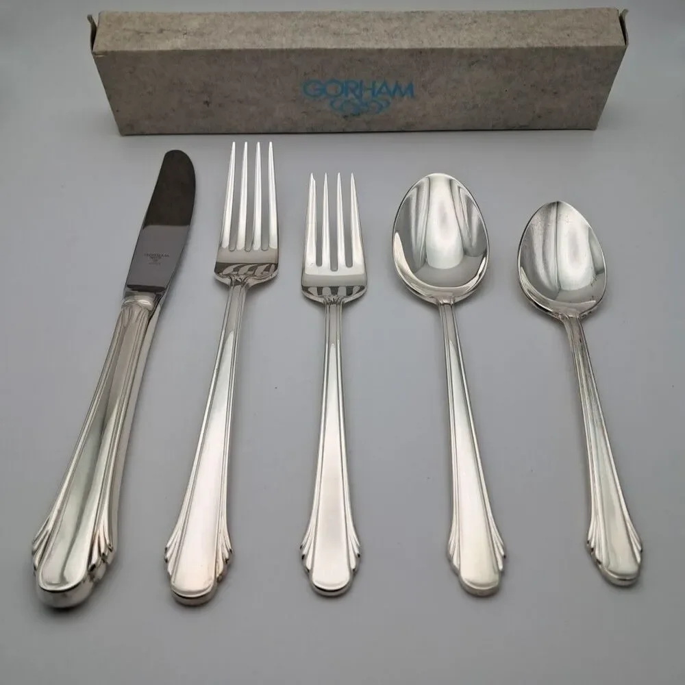 Gorham Calais SILVERPLATED 5 Piece Place Set Flatware Korea New In Box Rare